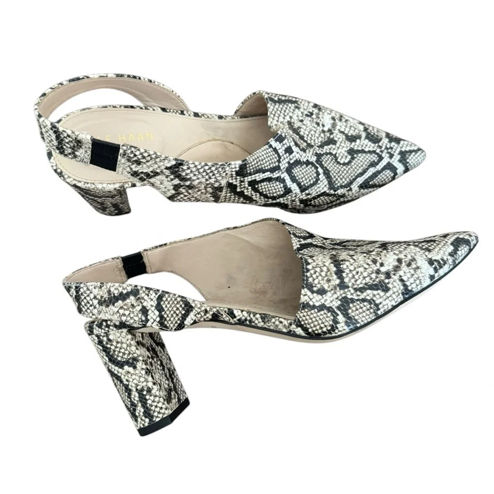 Cole Haan - Vania Half D'Orsay Snakeskin Leather Slingback Sz 8